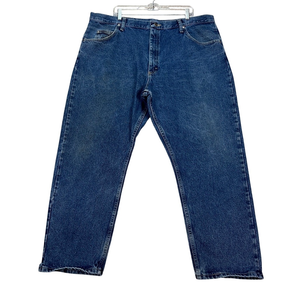 Wrangler Men's Blue Denim Jeans 42x30 Relaxed Fit Straight Leg Classic Casual